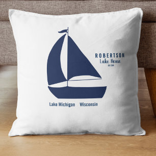 Seehaus Nautical Navy Blau Streifen Kissen