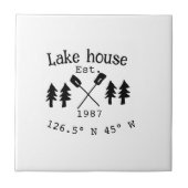 Seehaus wird gemietet. Datum Jahr benutzerdefinier Fliese (Vorderseite)