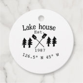 Seehaus wird gemietet. Datum Jahr benutzerdefinier Geschenkanhänger (Vorderseite)