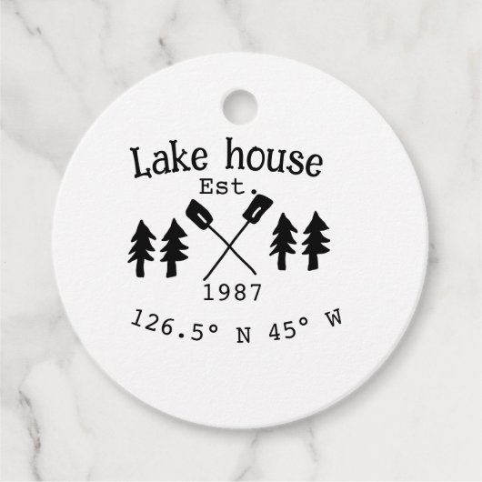 Seehaus wird gemietet. Datum Jahr benutzerdefinier Geschenkanhänger (Vorderseite)