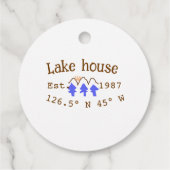 Seehaus wird gemietet. Datum Jahr benutzerdefinier Geschenkanhänger (Rückseite)