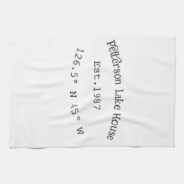 Seehaus wird gemietet. Datum Jahr benutzerdefinier Geschirrtuch