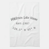 Seehaus wird gemietet. Datum Jahr benutzerdefinier Geschirrtuch (Vertikal)