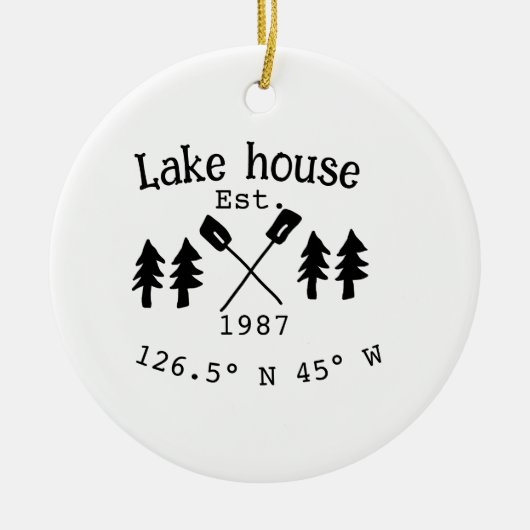 Seehaus wird gemietet. Datum Jahr benutzerdefinier Keramik Ornament (Vorne)