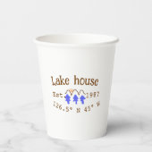 Seehaus wird gemietet. Datum Jahr benutzerdefinier Pappbecher (Rückseite)