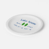 Seehaus wird gemietet. Datum Jahr benutzerdefinier Pappteller (Schrägansicht)