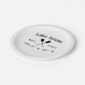 Seehaus wird gemietet. Datum Jahr benutzerdefinier Pappteller (Schrägansicht)