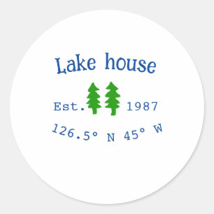 Seehaus wird gemietet. Datum Jahr benutzerdefinier Runder Aufkleber