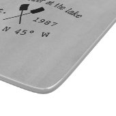 Seehaus wird gemietet. Datum Jahr benutzerdefinier Schneidebrett (Ecke)