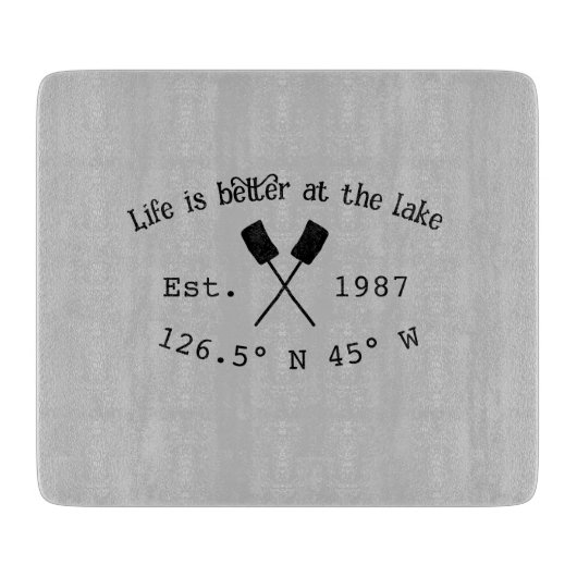 Seehaus wird gemietet. Datum Jahr benutzerdefinier Schneidebrett (Vorderseite)