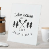 Seehaus wird gemietet. Datum Jahr benutzerdefinier Sockelschild (In Situ)