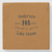 Seehaus wird gemietet. Datum Jahr benutzerdefinier Steinuntersetzer (Vorderseite)