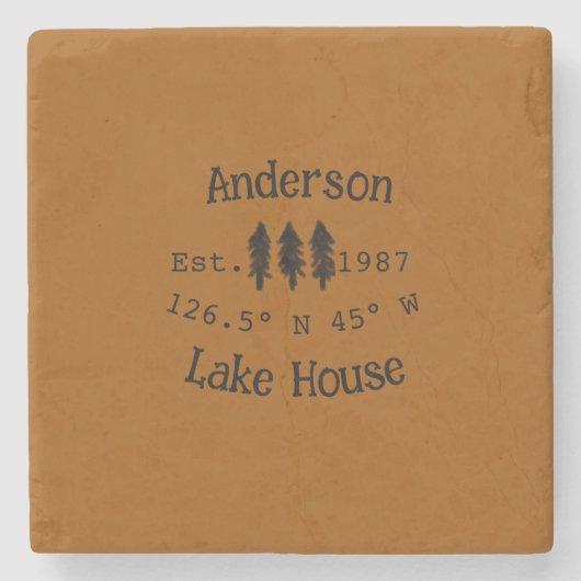 Seehaus wird gemietet. Datum Jahr benutzerdefinier Steinuntersetzer (Vorderseite)