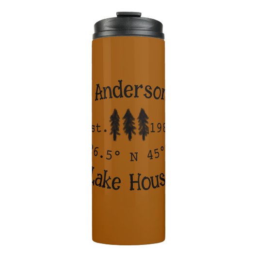 Seehaus wird gemietet. Datum Jahr benutzerdefinier Thermosbecher (Vorderseite)