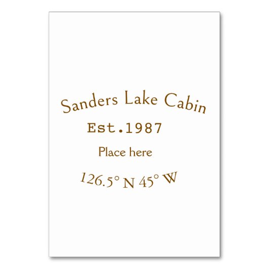 Seehaus wird gemietet. Datum Jahr benutzerdefinier Tischnummer (Vorderseite)