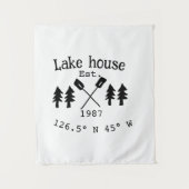 Seehaus wird gemietet. Datum Jahr benutzerdefinier Wandteppich (Vorderseite)