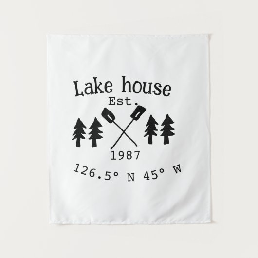 Seehaus wird gemietet. Datum Jahr benutzerdefinier Wandteppich (Vorderseite)