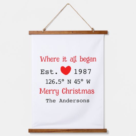 Seehaus wird gemietet. Datum Jahr benutzerdefinier Wandteppich Mit Holzrahmen (Vorderseite)