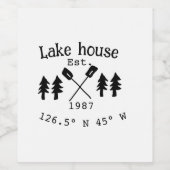 Seehaus wird gemietet. Datum Jahr benutzerdefinier Weinetikett (Einzelnes Label)