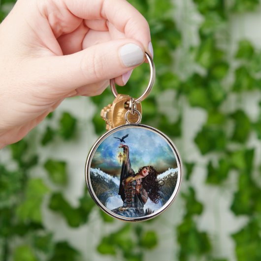 Seehexe-magische Meerjungfrau-runder Schlüsselanhänger (Hand)
