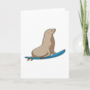Seehund als Surfer mit Surfbrett Karte