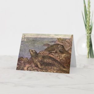 Seehunde, Alte Marine Lebewesen Ozean Tiere Karte