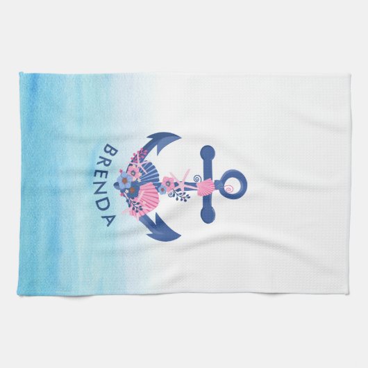 Seehunde und Korallen: Anker Geschirrtuch (Horizontal)