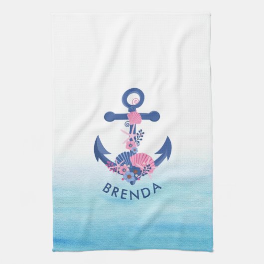 Seehunde und Korallen: Anker Geschirrtuch (Vertikal)
