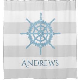SeeHütten-Strand-blauer Namensduschvorhang Duschvorhang