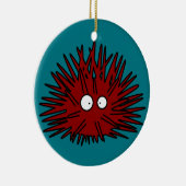 Seeigel-Uni stacheliger roter Igels-Ozean Keramikornament (Rechts)