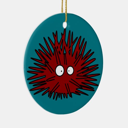 Seeigel-Uni stacheliger roter Igels-Ozean Keramikornament (Rechts)