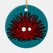 Seeigel-Uni stacheliger roter Igels-Ozean Keramikornament (Vorne)