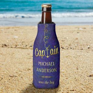 Seeindividueller Name anker-Boots-Kapitän-Gold   Flaschenkühler