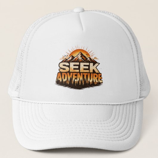 Seek Adventure Vintage Mountain Adventure Outdoor Truckerkappe (Vorderseite)