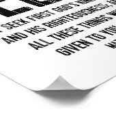 Seek Bible Verse Poster, Scripture Matthew 6:33 Poster (Ecke)