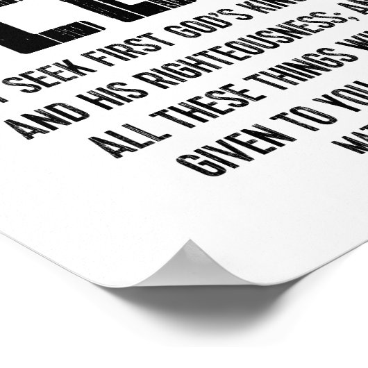 Seek Bible Verse Poster, Scripture Matthew 6:33 Poster (Ecke)