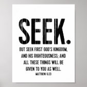 Seek Bible Verse Poster, Scripture Matthew 6:33 Poster (Vorne)