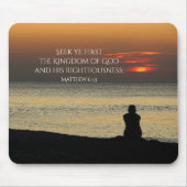 Seek Erster Reich Gottes, Matthew 6:33 Sonnenunter Mousepad (Vorne)