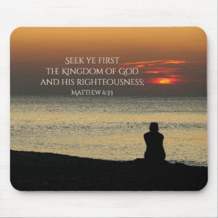 Seek Erster Reich Gottes, Matthew 6:33 Sonnenunter Mousepad