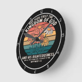 Seek First The Kingdom Of God Floral Graphic Runde Wanduhr (Winkel)