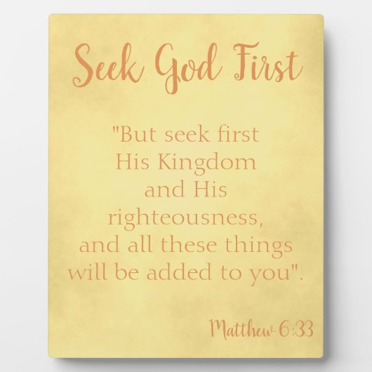 Seek God First Gold Parchment Fotoplatte (Vorderseite)