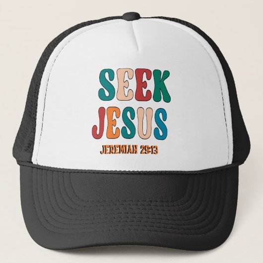 SEEK JESUS BIBLE VERSE  VINTAGE TRUCKERKAPPE (Vorderseite)
