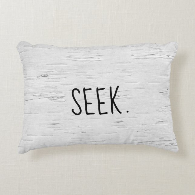 SEEK Text auf Birch Tree Accent Pillow Dekokissen (Vorderseite)