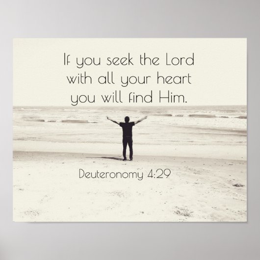 Seek the Lord, Bible Verse Deuteronomie, Strand Poster (Vorne)
