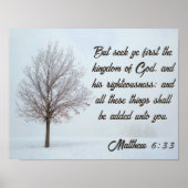 Seek Ye First The Kingdom Winter Tree Landschaft Poster (Vorne)