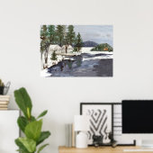 Seekabinen Winter Long Pond Belgrad Maine Poster (Heimbüro)