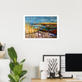 Seekante in der Bretagne mit Leuchtturm Poster (Heimbüro)