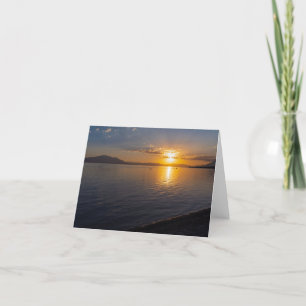Seekapala und Berge am Horizont bei Sonnenuntergan Dankeskarte