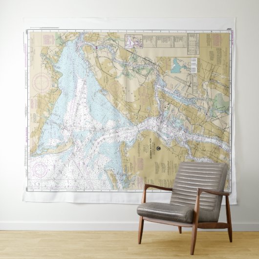 Seekarte 12327 im Hafen von New York Wandteppich (Beispiel (Horizontal))