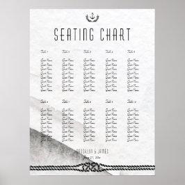 Seekarte 18x24 Grau weiß Poster